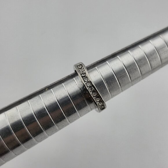 Sterling Silver Plated Ring CZ Cubic Zirconia Wedding Band Size 6.6 - Picture 1 of 6